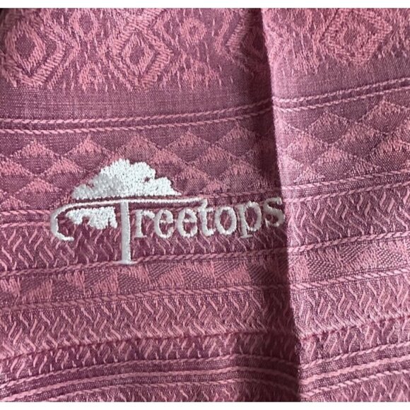 Montego Mon Mens Medium Red Jacquard Silk Button-Up Shirt Embroidered Treetops L - Picture 6 of 9